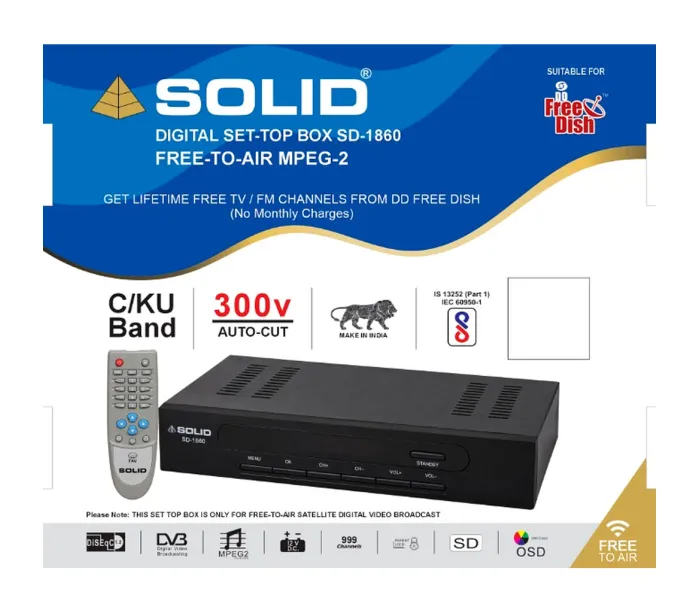SOLID SD-1860 Digital Satellite Set-Top Box | Free-to-Air MPEG-2